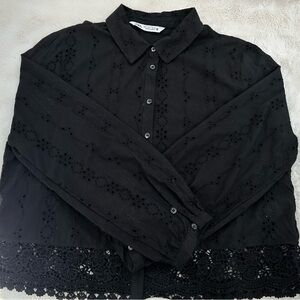 Zara Black Eyelet Lace Shirt